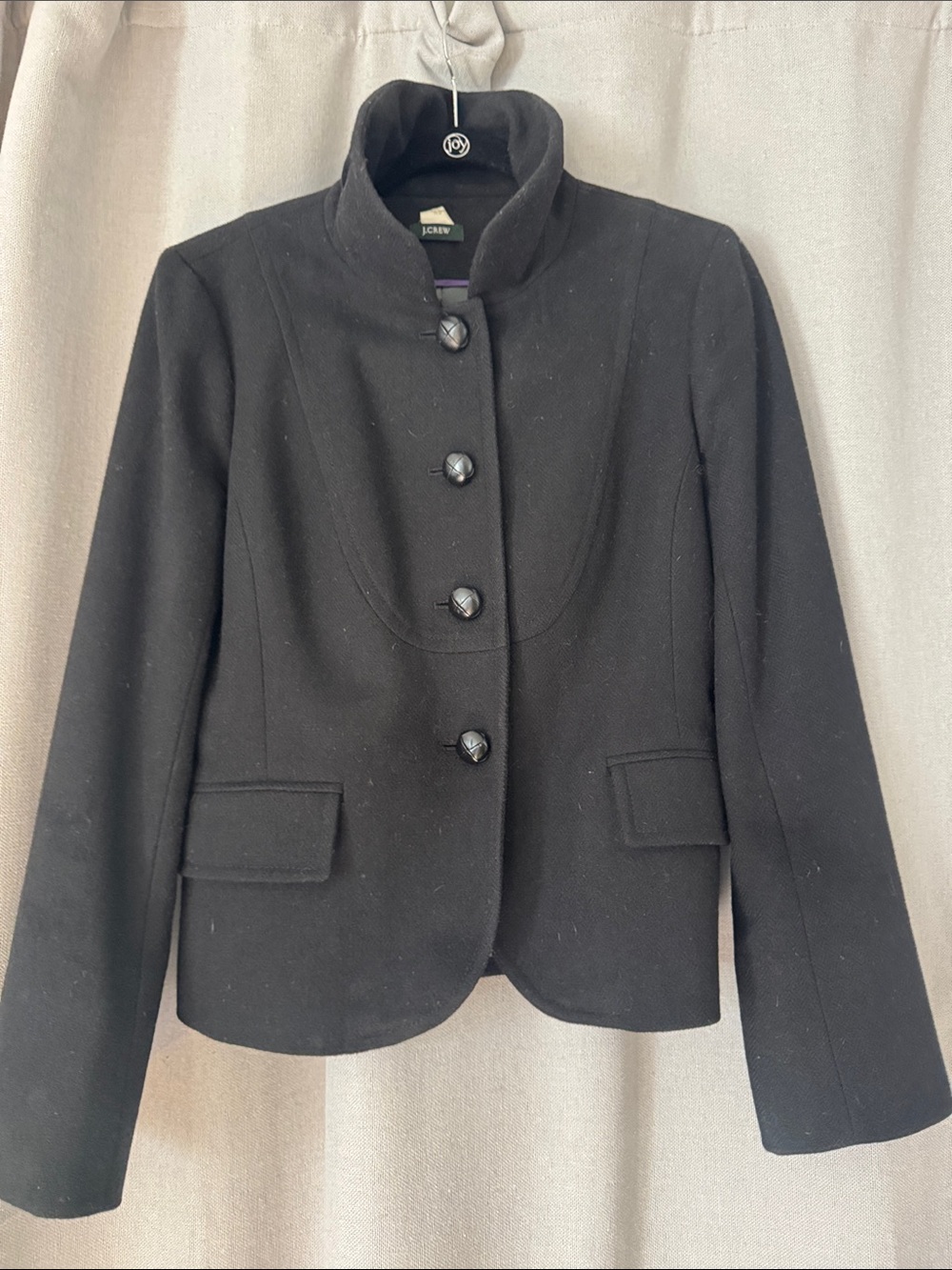 J. Crew Women's Black Stand-Neck Tailored Wool Jacket
